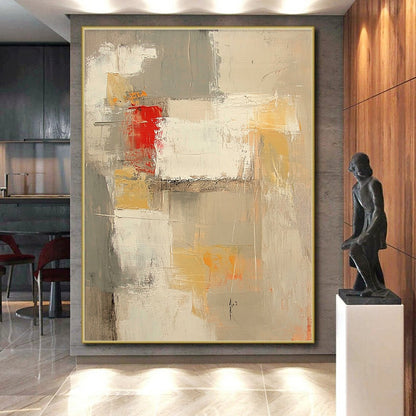 Gray White Red Yellow Abstract Art PT150