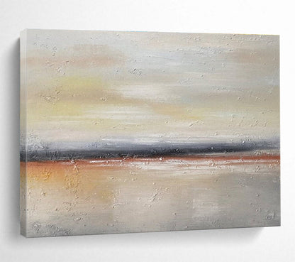 Large Contemporary Wall Art Beige, Gray & Orange Abstract Landscape Art HPS178