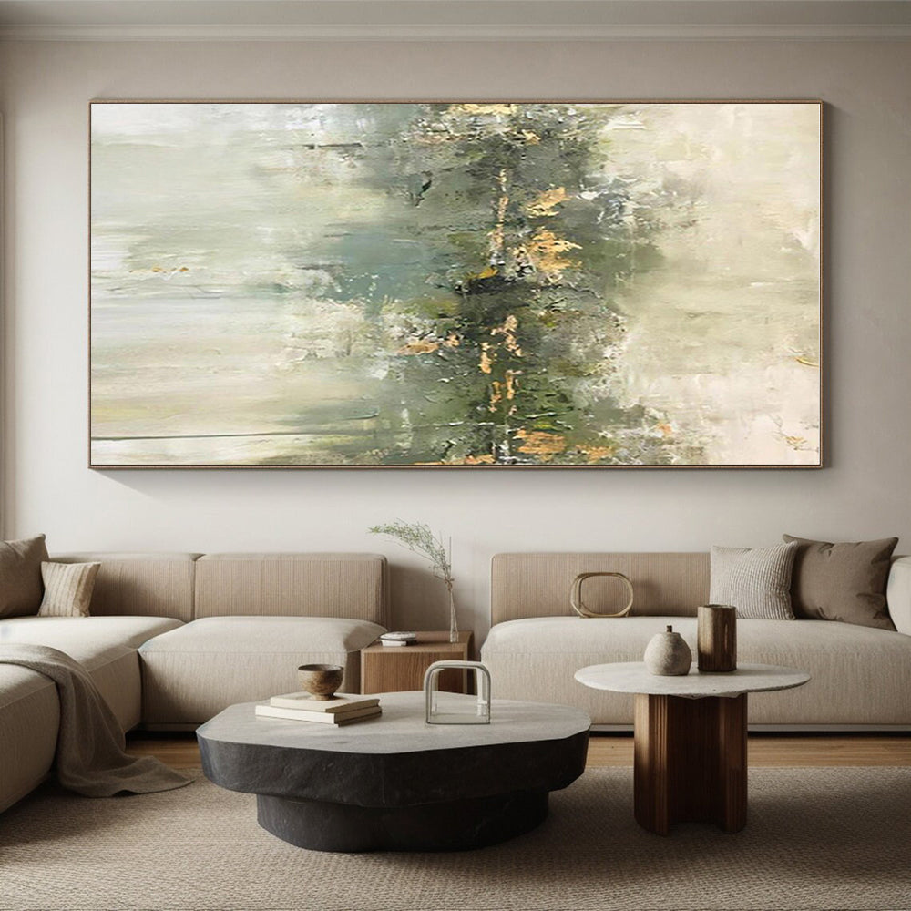 Unique Abstract Art Green Gray Abstract Nature-Inspired Acrylic Painting PT443