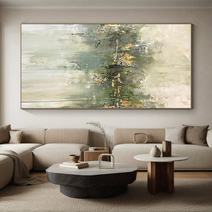 Unique Abstract Art Green Gray Abstract Nature-Inspired Acrylic Painting PT443