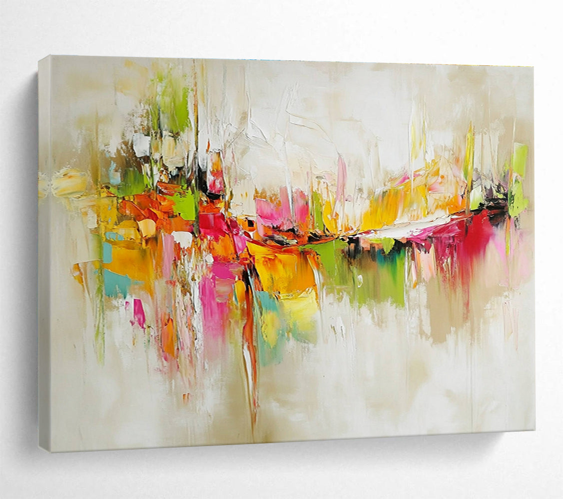 Paintings For House Multicolor (Pink, Orange, Green, Yellow) Abstract Painting HPS298