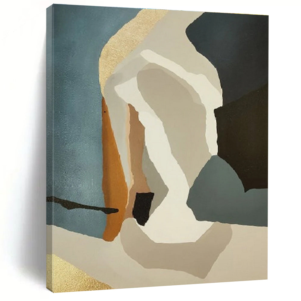 Handmade Art Multicolor Geometric Abstract Art with Gold Accents PT376