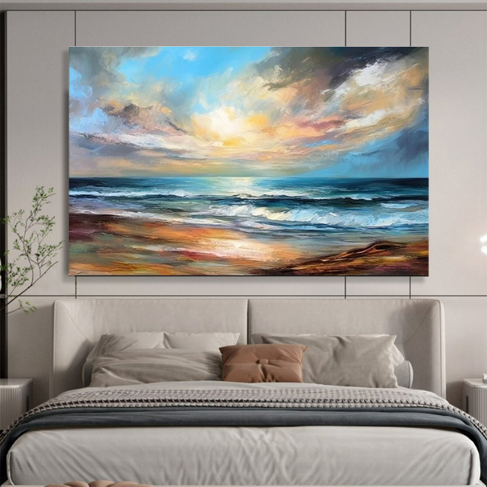 Cool Abstract Paintings Multicolor Seaside Sunset Expressive Art HPS368