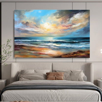 Cool Abstract Paintings Multicolor Seaside Sunset Expressive Art HPS368