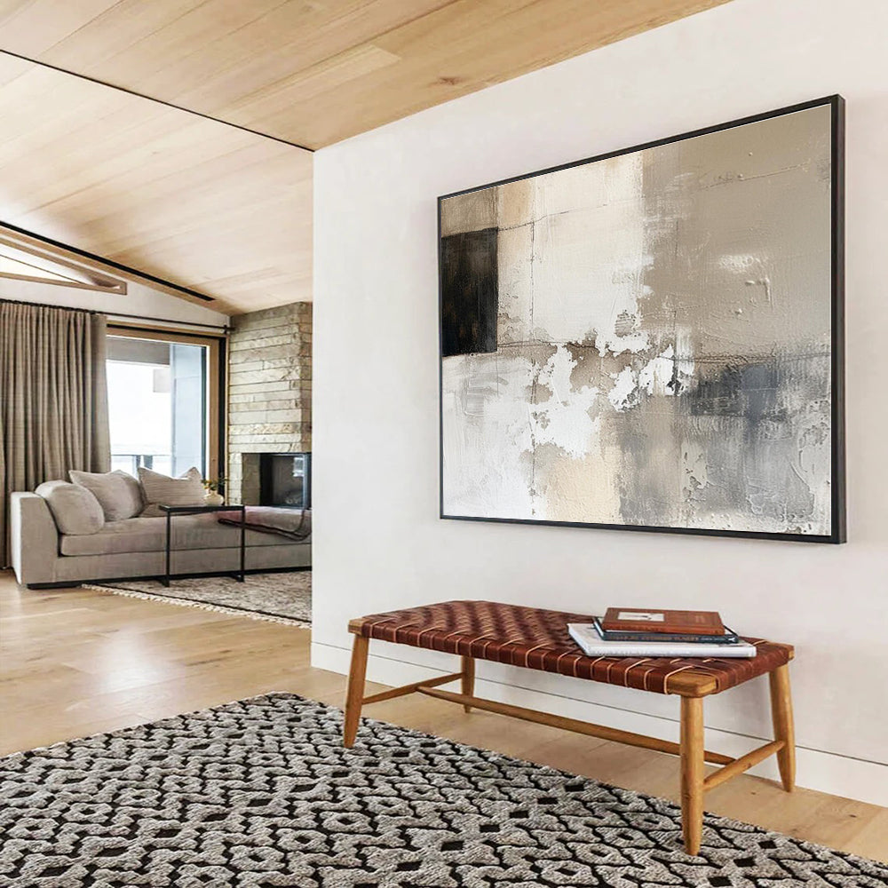 Hand-Painted Neutral Tones Textured Abstract Painting On Canvas HPS111