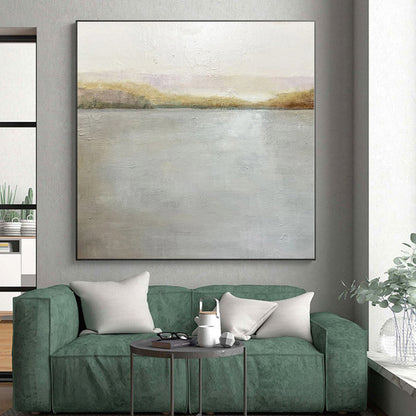 Hand Painting Gray & Beige Textured Seascape Abstract Painting On Canvas PT082