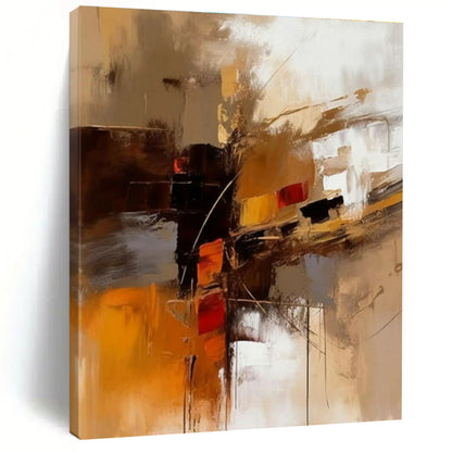 Huge Size Brown and White Abstract Cityscape, Oversized Abstract Wall Art PT519