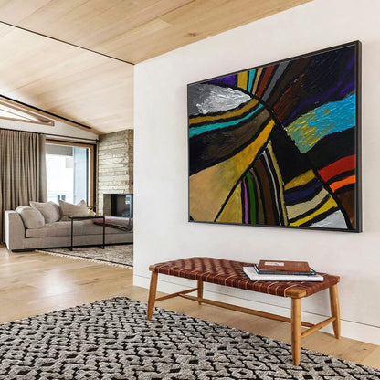 Hand Painted Art Colorful Geometric Abstract On Canvas HPS011