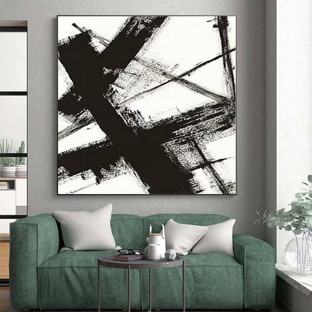 Cool Abstract Paintings in Black and White with Bold Lines PT014