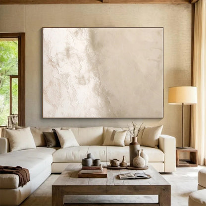 Handmade Art in Beige and White Textural Gradients PT229