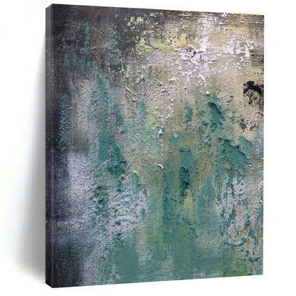 Unique Abstract Art Teal, Green, and Gray Textured Abstract Art PT783