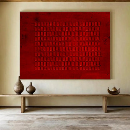 Gaint Canvas Art Red Textured Geometric Abstract Art HPS382