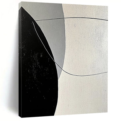 Large Abstract Art For Sale With Black, White, Gray Geometric Lines On Canvas PT199