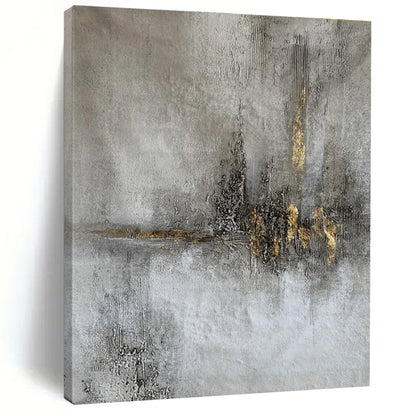Unique Abstract Art Gray and Gold Textured Abstract Painting PT614