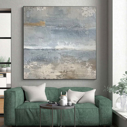 Modern Art Acrylic Gray and Beige Textured Abstract Art PT817