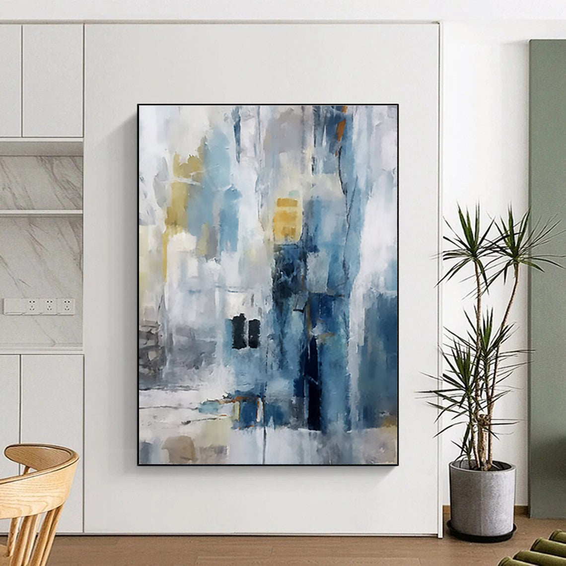 Acrylic Modern Art Paintings Blue Gray Abstract Urban Scene Art PT446