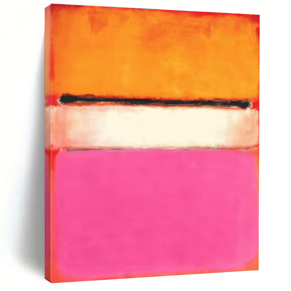 Modern Art Acrylic Orange, Pink & White Color Block Abstract, Large Size DPS495