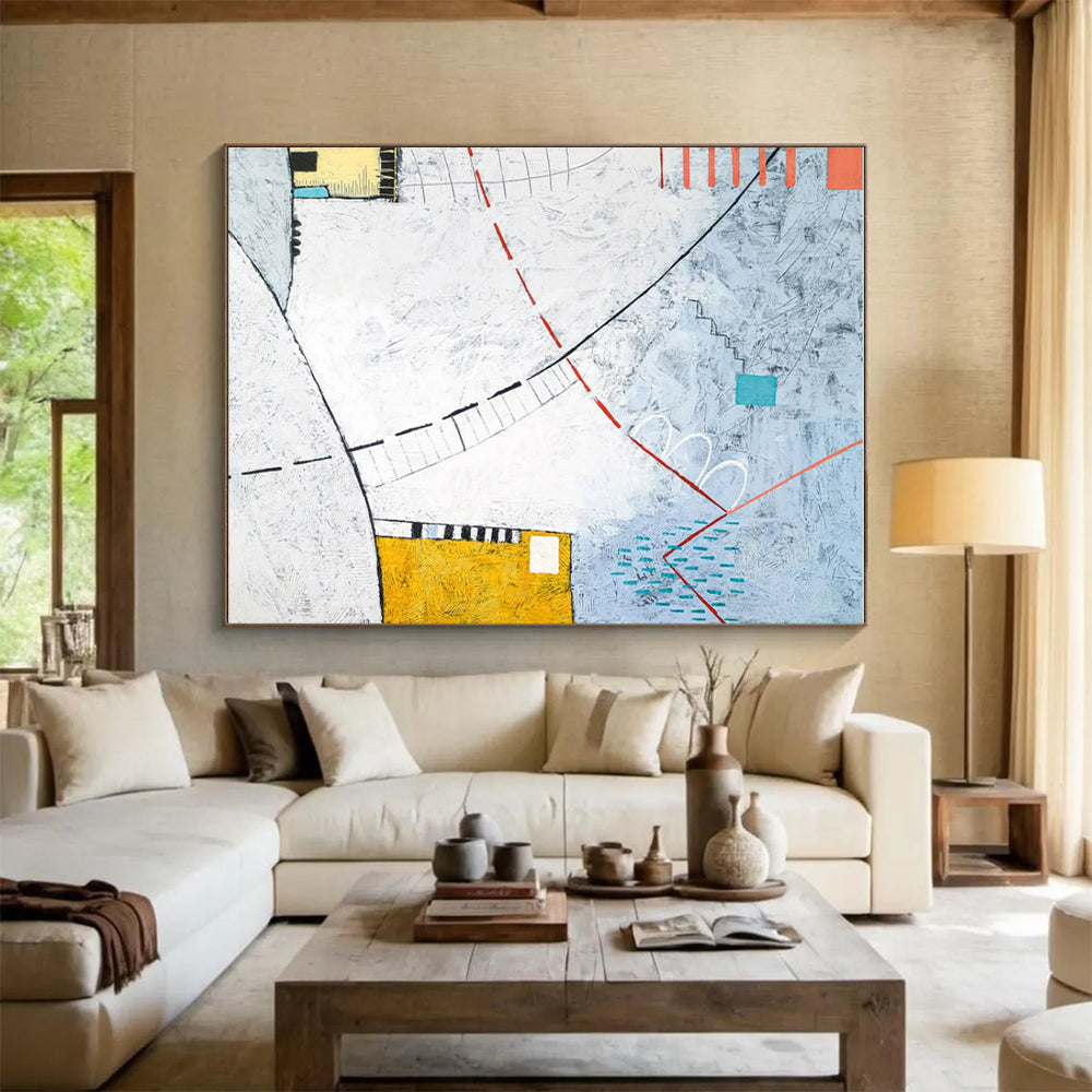 Hand Painting Multicolor Geometric Abstract Art PT821