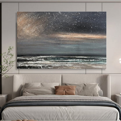 Cool Abstract Paintings Starry Night Over Dark Sea Abstract On Canvas HPS035