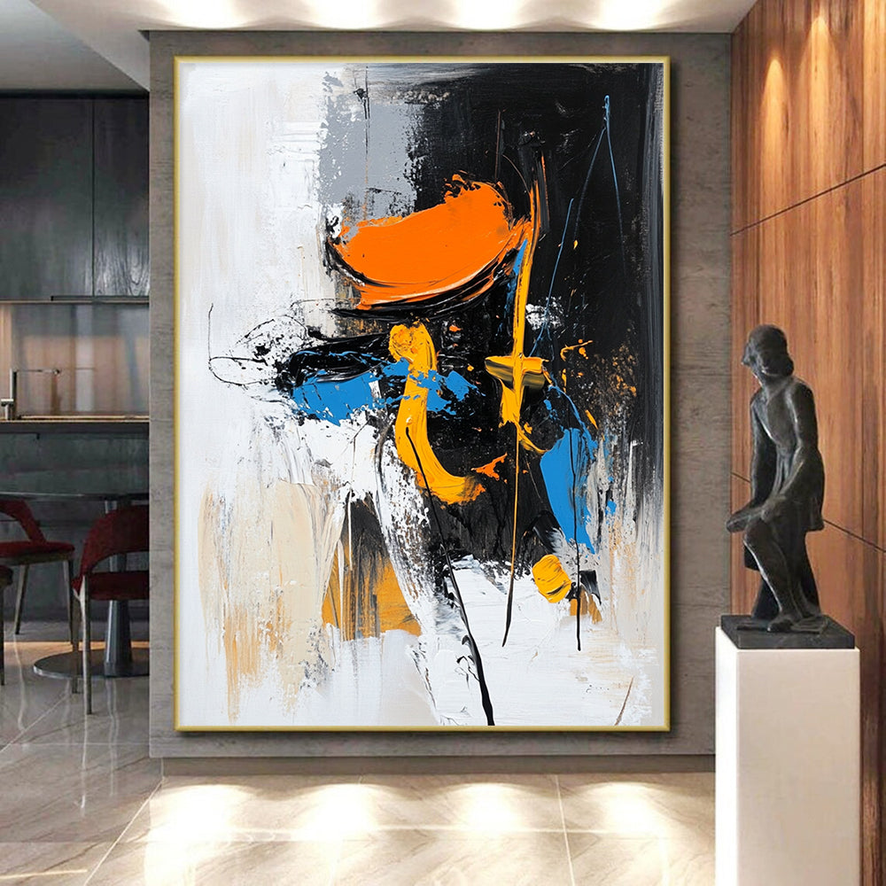 Orange Yellow Blue Black White Abstract Art PT144