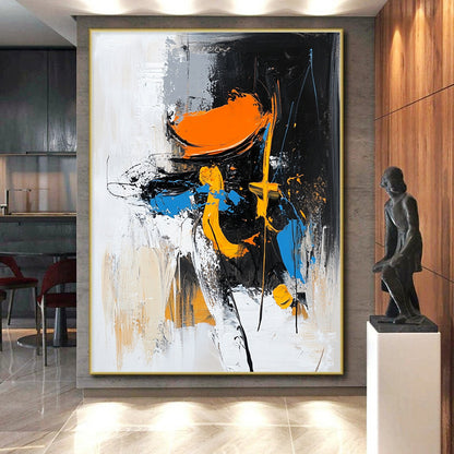 Orange Yellow Blue Black White Abstract Art PT144
