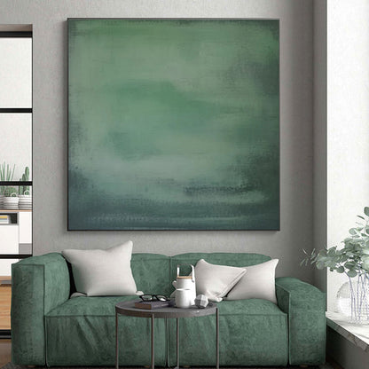 Hand-Painted Green Abstract Misty Landscape Acrylic Art PT501