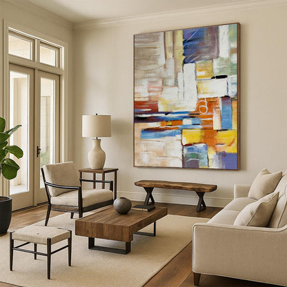 Modern Art Acrylic Multicolor Geometric Abstract Art for House PT458