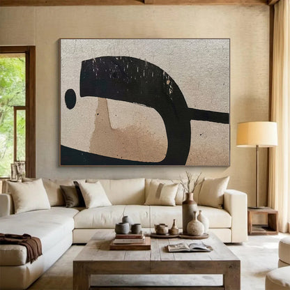 Handmade Art Black, Beige & Brown Geometric Abstract On Canvas HPS049