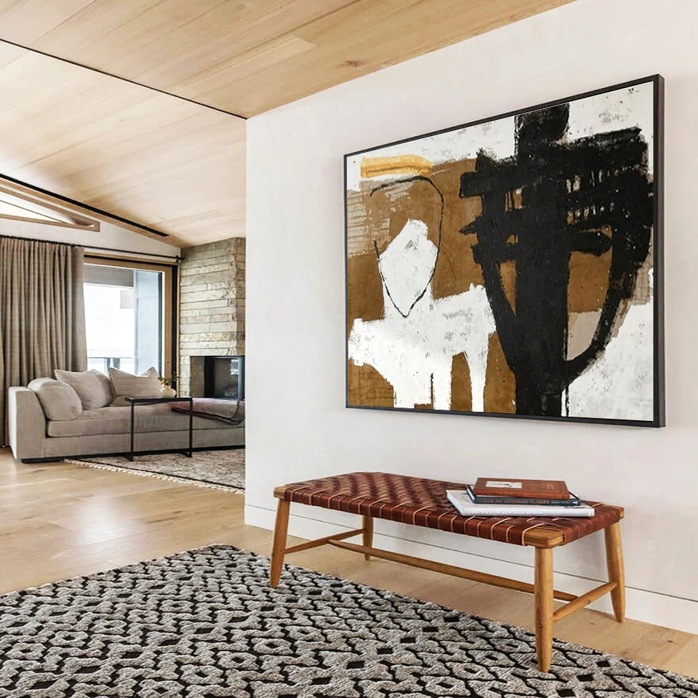 Huge Size Black, White, and Brown Abstract Figurative Art HPS383