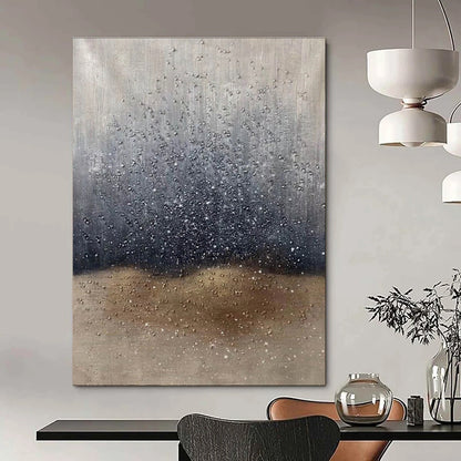 Large Painting In Living Room Gray, Brown & Silver Abstract Rain Scene, Modern Art Acrylic DPS510