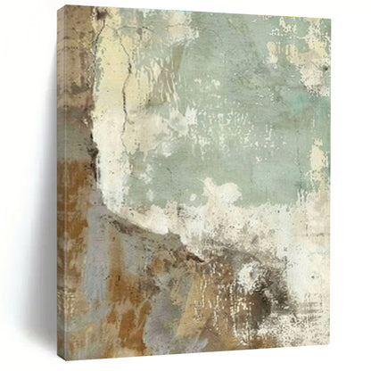 Modern Art Acrylic Beige, Green, and Gray Textured Abstract Art PT738