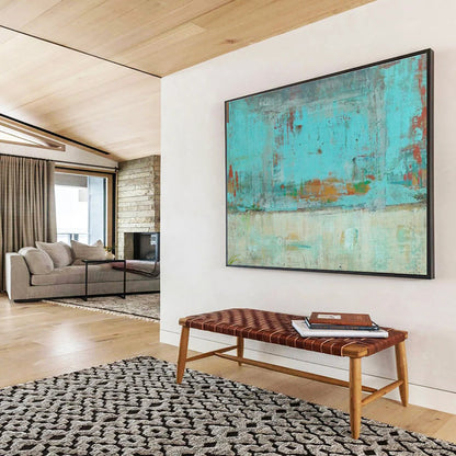 Gaint Canvas Art Turquoise, Red, and Beige Abstract Urban Art HPS362