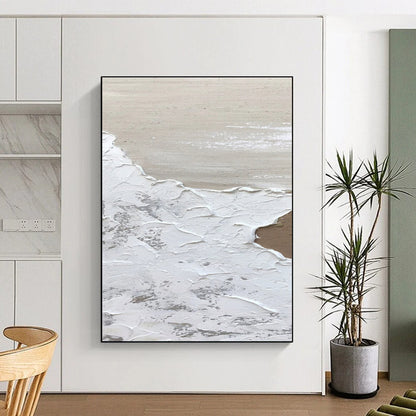 Gaint Canvas Art White, Beige, and Gray Textured Abstract Seaside Art DPS457