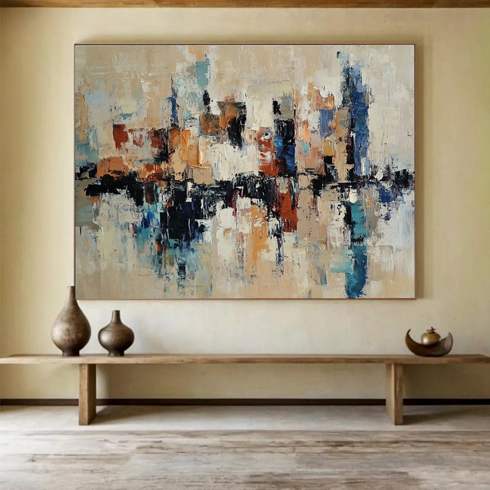 Paintings For House Multicolor Abstract Cityscape with Reflection HPS310