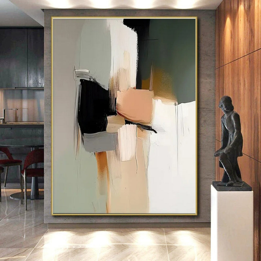 Hand-Painted Neutral Tones Geometric Shapes Abstract Art PT622