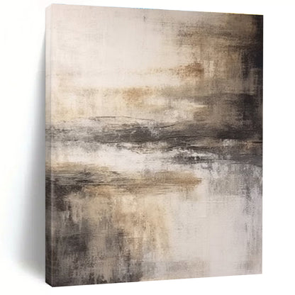 Minimalist Canvas Art in Beige, Grey, and Brown Abstract Misty Landscape Painting PT264