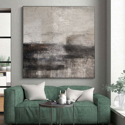 Large Size Gray and Black Moody Abstract Acrylic Painting PT625