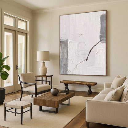 Hand Painted Art in Grey and White Textural Abstract Details Painting PT265