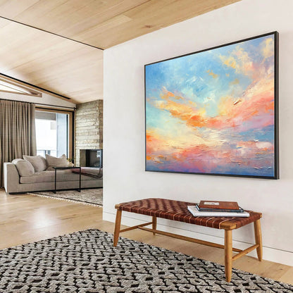 Hand-Painted Pastel Sunset Sky Abstract On Canvas HPS041