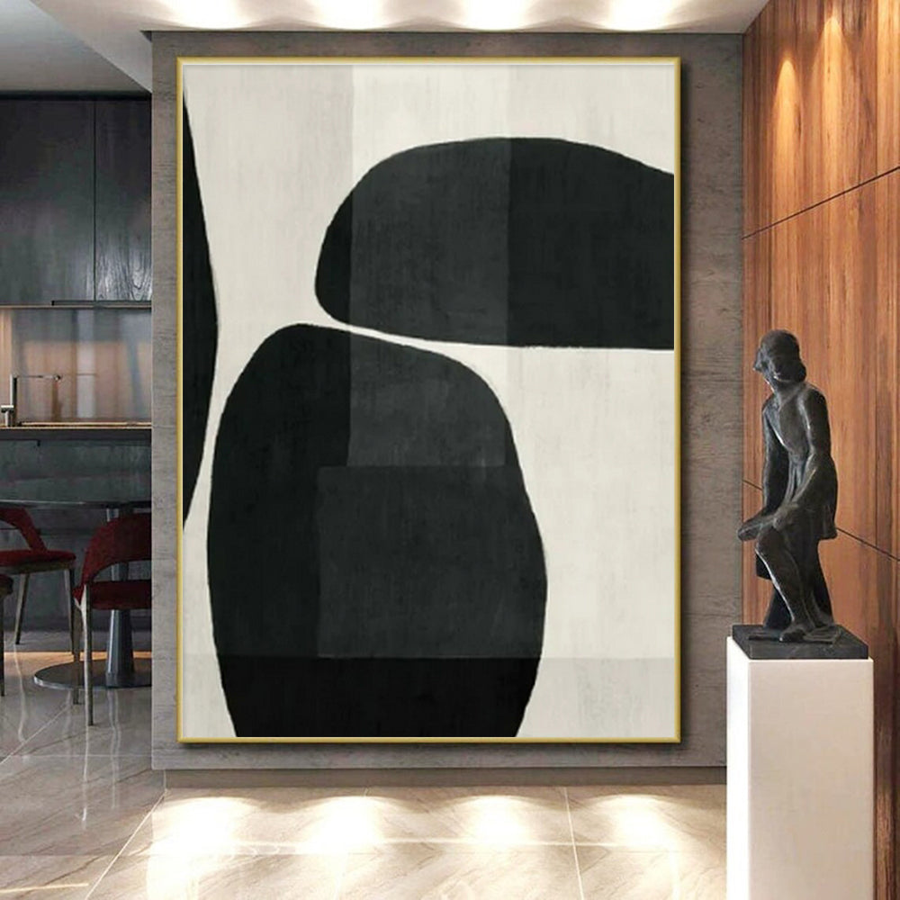 Oversized Abstract Wall Art Black and White Geometric Abstract Art PT779