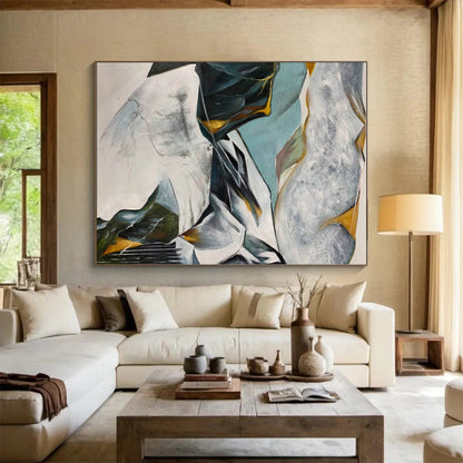 Hand Painted Art Multicolor Abstract Mountain Landscape Art PT401