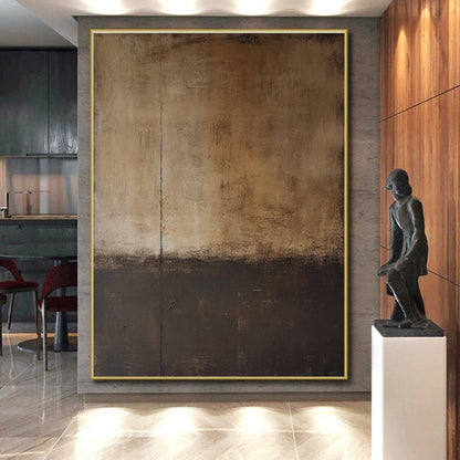 Hand Painting Brown and Black Textured Abstract Art PT761