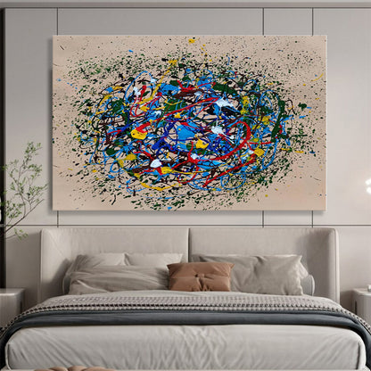 Hand Painted Art Multicolor Splatter Abstract Painting On Canvas HPS085