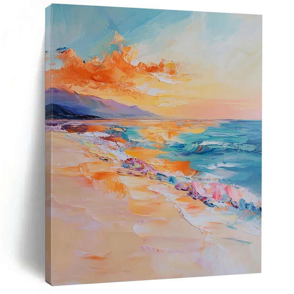 Acrylic Modern Art Paintings Colorful Coastal Sunset Abstract Beach Painting DPS439