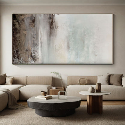 Large Size Beige, Grey, and Brown Abstract Landscape Textures Art PT237