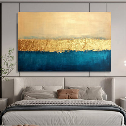 Paintings For House Gold, Beige & Teal Textured Abstract Painting HPS270