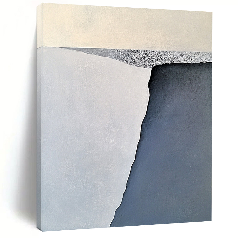 Big Abstract Painting On Canvas, Gray White Abstract Minimalist Geometric Art On Canvas PT163