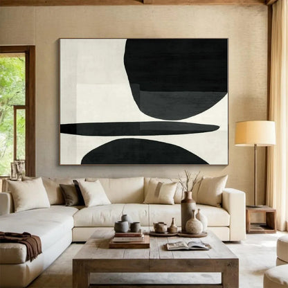 Modern Art Acrylic Black and White Geometric Abstract Art PT781