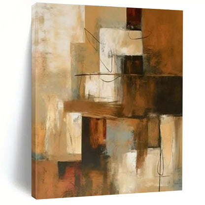 48x60 Brown and Beige Abstract Urban Scene, Large Painting In Living Room PT517