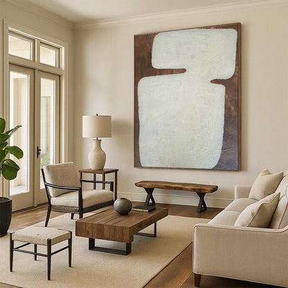 Hand-Painted Beige and Brown Textured Abstract Art PT647